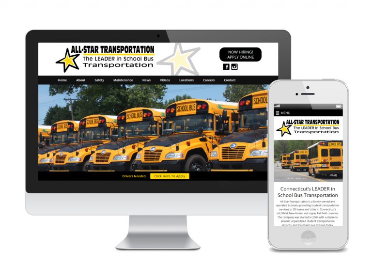Waterbury Website Design for All-Star Transportation | SkyeLine Studio